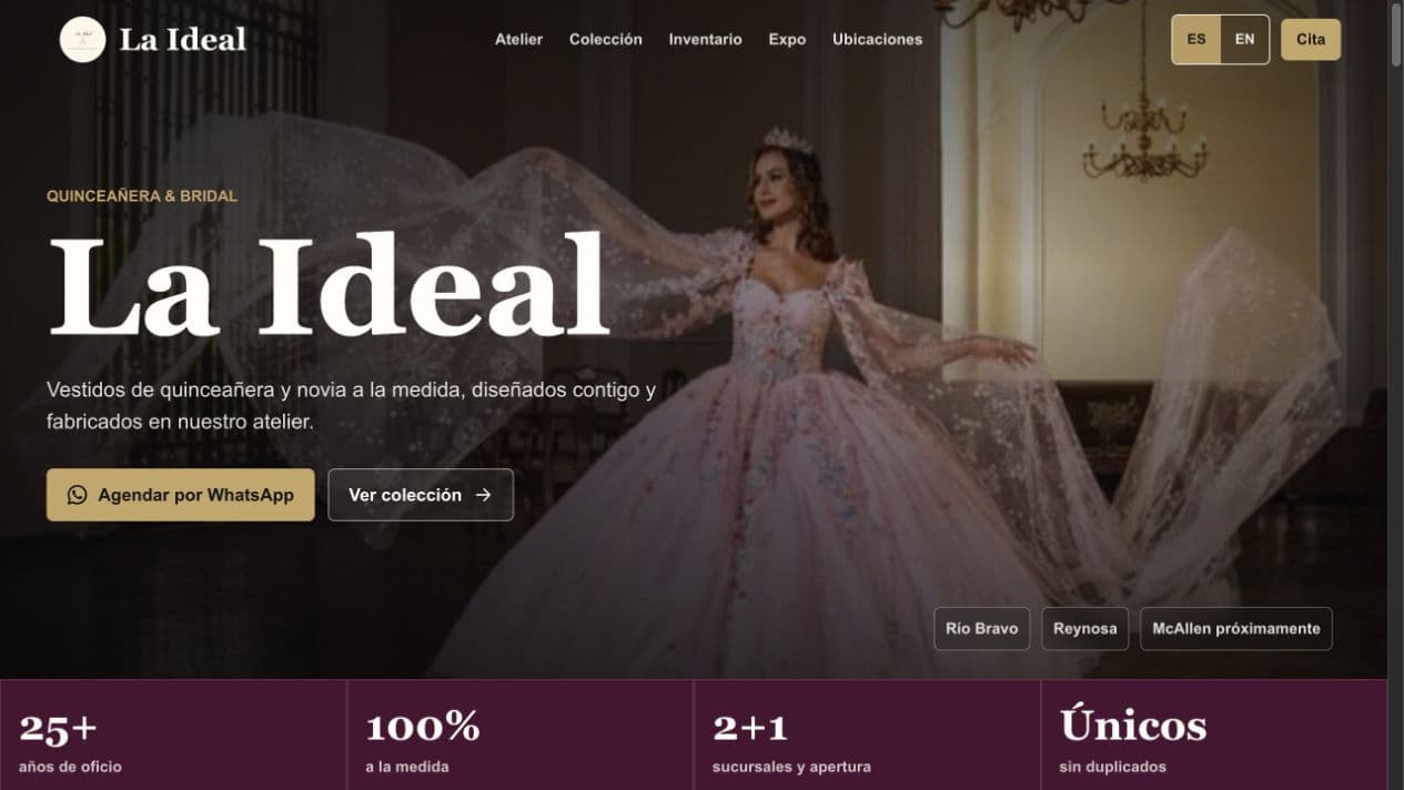 La Ideal — homepage preview