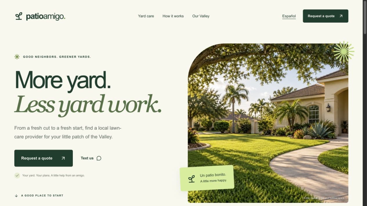 PatioAmigo — homepage preview