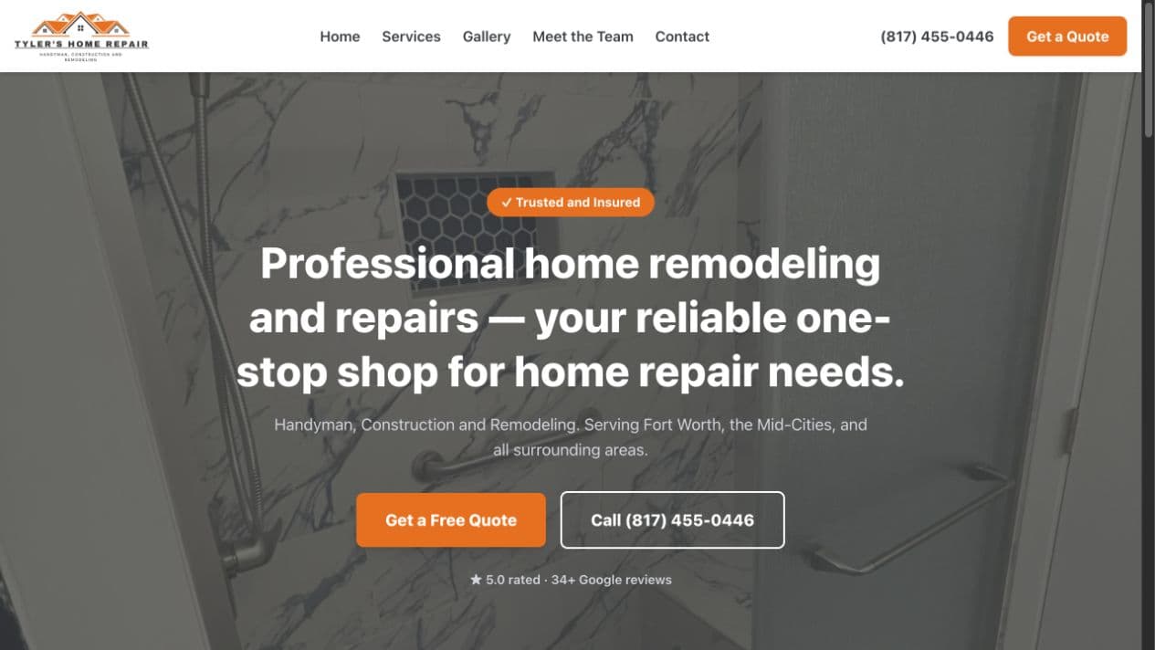 Tyler’s Home Repair — homepage preview